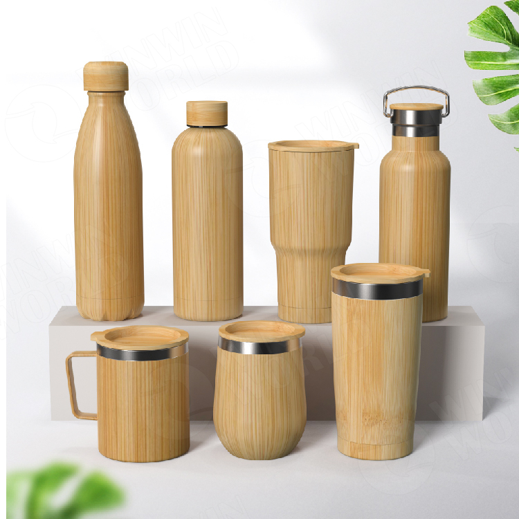 Bamboo Cover New Eco Friendly Product Thermos Small Vacuum Flask Stainless Steel Bottle For Cold Hot Liquids Water 