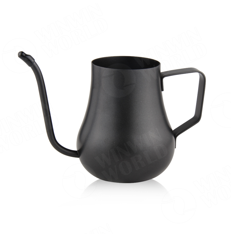 Black Coating Stainless Steel Coffee Pot Long Narrow Gooseneck Drip Spout Handle Stovetop Heating Coffee Kettle Pot
