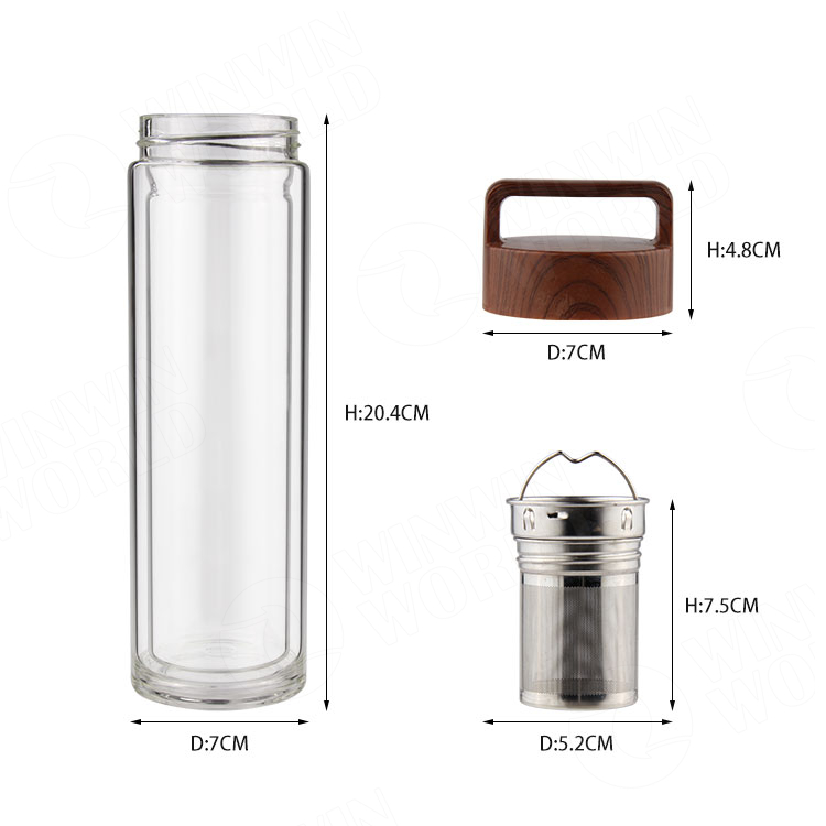Top Quality Double Wall Glassware Best Insulated Drinking Glasses with Tea Infuser