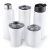 20oz Skinny White Straight Sublimation Blanks Stainless Steel Tumblers With Metal Straws
