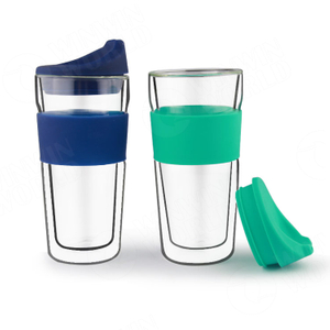 Double Wall Insulated Elephant Personalised Glass Coffee Tea Cups Custom Printing Travel mugs