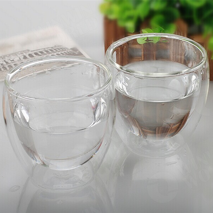 80ml Custom Double Walled Transparent Glass Coffee Cups Tea Cups