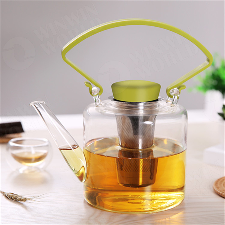 Clear Heart Shaped Tea Cup Glass Tea Pot with Infuser Heat-resisting