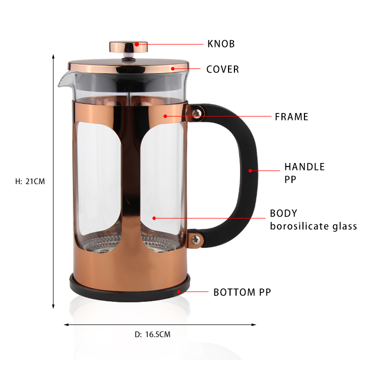 New Item Stainless Steel French Espresso Copper Coffee Maker
