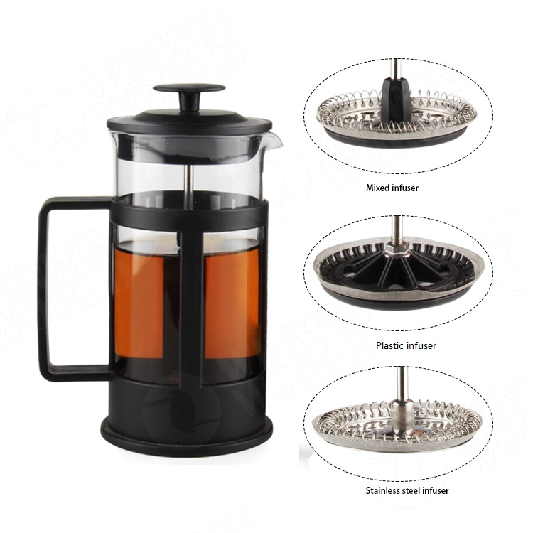 12oz/350ml Small French Press 4-Level Filtration Heat Resistant Borosilicate Glass Coffee Press