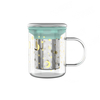 Beautiful Decal Custom Design Glass Double Wall Vintage Tea Cup With Infuser ,Tea Cups Glass Cover Saucers Easy Clean