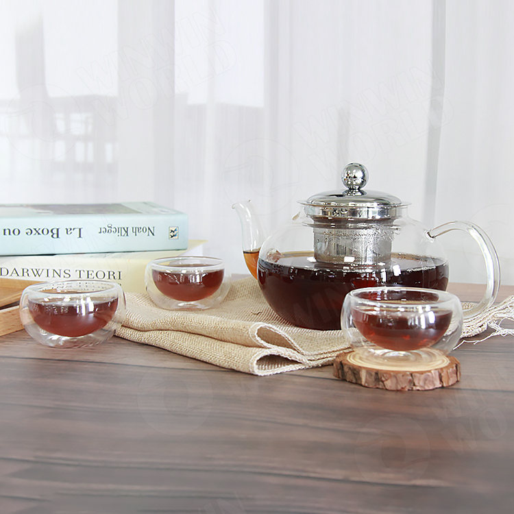 600ml Transparent Borosilicate Tea Pot Coffee Tea Pot