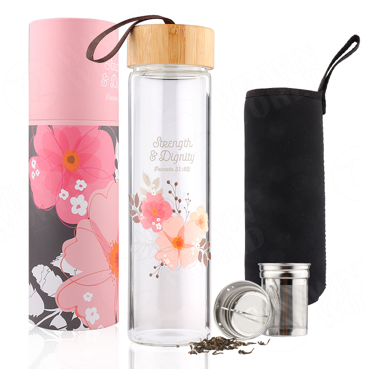 New 20Oz Glassware Tall Drinking Glasses Set with Tea Infuser 